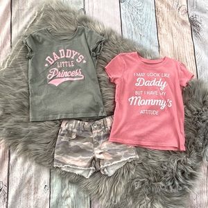 The Children’s Place Camo Short with Coordinating Tees Size 4T